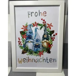 Geldgeschenk Bilderrahmen Weihnachten Wichtel Gnom 6 personalisierbar DIN A4