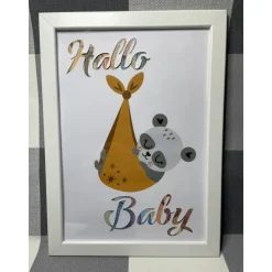 Geldgeschenk Bilderrahmen Geburt Panda personalisierbar DIN A4