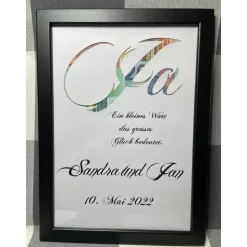 Geldgeschenk Bilderrahmen Hochzeit Ja personalisierbar DIN A4