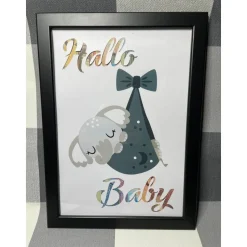 Geldgeschenk Bilderrahmen Geburt Elefant personalisierbar DIN A4