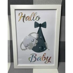 Geldgeschenk Bilderrahmen Geburt Elefant personalisierbar DIN A4