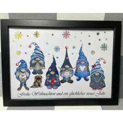 Geldgeschenk Bilderrahmen Weihnachten Wichtel Gnom 7 personalisierbar DIN A4