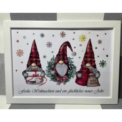 Geldgeschenk Bilderrahmen Weihnachten Wichtel Gnom personalisierbar DIN A4