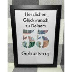 Geldgeschenk Bilderrahmen Geburtstag 55 personalisierbar DIN A4