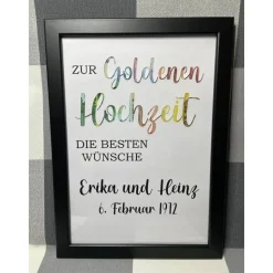 Geldgeschenk Bilderrahmen Goldene Hochzeit personalisierbar DIN A4