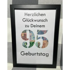 Geldgeschenk Bilderrahmen Geburtstag 95 personalisierbar DIN A4