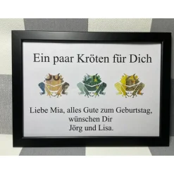 Geldgeschenk Bilderrahmen Kröten personalisierbar DIN A4