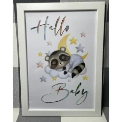 Geldgeschenk Bilderrahmen Geburt Boy 2 personalisierbar DIN A4