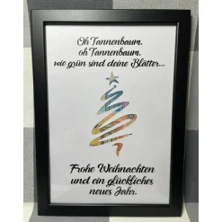 Geldgeschenk Bilderrahmen Weihnachten Tannenbaum personalisierbar DIN A4