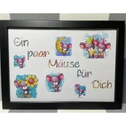 Geldgeschenk Bilderrahmen Mäuse 1 personalisierbar DIN A4