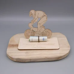 Geldgeschenk BMX Fahrer - aus Holz personalisiert
