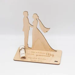 Geldgeschenk Brautpaar mit Spruch - aus Holz personalisiert