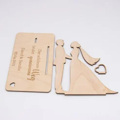 Geldgeschenk Brautpaar mit Spruch - aus Holz personalisiert