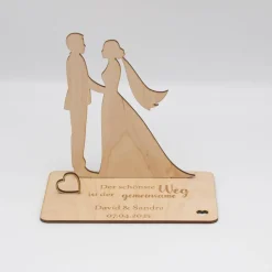 Geldgeschenk Brautpaar mit Spruch - aus Holz personalisiert