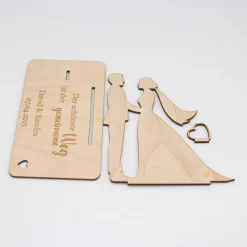 Geldgeschenk Brautpaar mit Spruch - aus Holz personalisiert