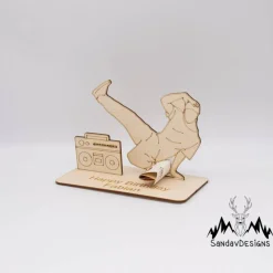 Geldgeschenk Breakdance - aus Holz personalisiert