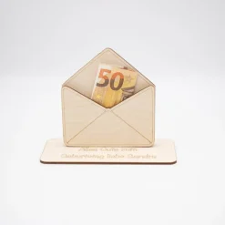 Geldgeschenk Briefumschlag - aus Holz personalisiert