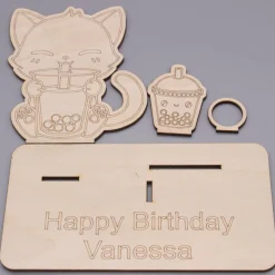 Geldgeschenk Bubble Tea - aus Holz personalisiert