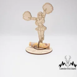 Geldgeschenk Cheerleader - aus Holz personalisiert