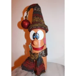 Geldgeschenk Dekofigur MAXI Weihnachtswichtel witzige Upcyclingfigur aus einer Glasflasche, handgestrickte Accessoires