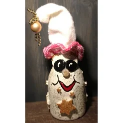 Geldgeschenk Dekofigur STERNENFEE Weihnachtswichtel witzige Upcyclingfigur aus Sektflasche, handgestrickte Accesoires