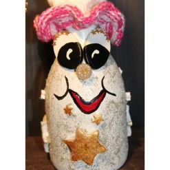 Geldgeschenk Dekofigur STERNENFEE Weihnachtswichtel witzige Upcyclingfigur aus Sektflasche, handgestrickte Accesoires