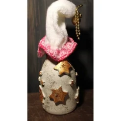 Geldgeschenk Dekofigur STERNENFEE Weihnachtswichtel witzige Upcyclingfigur aus Sektflasche, handgestrickte Accesoires