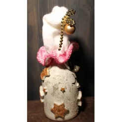 Geldgeschenk Dekofigur STERNENFEE Weihnachtswichtel witzige Upcyclingfigur aus Sektflasche, handgestrickte Accesoires