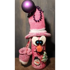 Geldgeschenk Dekofigur TASCHENWICHTEL Weihnachtswichtel witzige Upcyclingfigur aus Weinflasche, gestrickte Accessoires