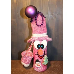 Geldgeschenk Dekofigur TASCHENWICHTEL Weihnachtswichtel witzige Upcyclingfigur aus Weinflasche, gestrickte Accessoires