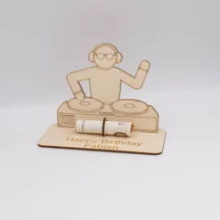 Geldgeschenk DJ - aus Holz personalisiert