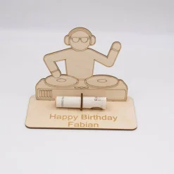 Geldgeschenk DJ - aus Holz personalisiert