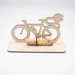 Geldgeschenk Elektrofahrrad - aus Holz personalisiert