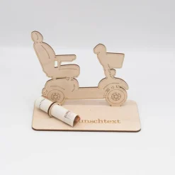 Geldgeschenk fahrender Rollator - aus Holz personalisiert