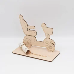 Geldgeschenk fahrender Rollator - aus Holz personalisiert