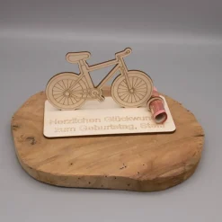 Geldgeschenk Fahrrad - aus Holz personalisiert