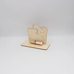 Geldgeschenk Fastfood - aus Holz personalisiert