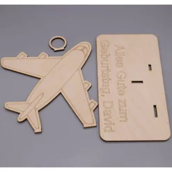 Geldgeschenk Flugzeug - aus Holz personalisiert
