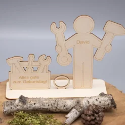 Geldgeschenk für Handwerker 1 - aus Holz personalisiert