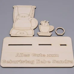 Geldgeschenk für Kaffeeliebhaber - aus Holz personalisiert