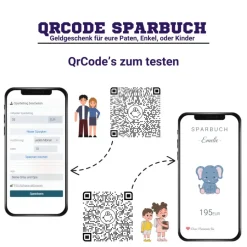 Geldgeschenk für Kinder | Digitales Sparbuch | QrCode Geschenkkarte | Elefant
