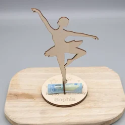 Geldgeschenk für Mädchen - Ballerina - aus Holz personalisiert