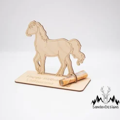 Geldgeschenk für Mädchen - Pferd - aus Holz personalisiert