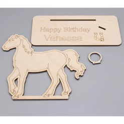 Geldgeschenk für Mädchen - Pferd - aus Holz personalisiert
