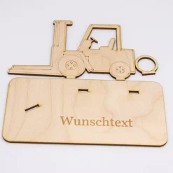 Geldgeschenk Gabelstabler - aus Holz personalisiert