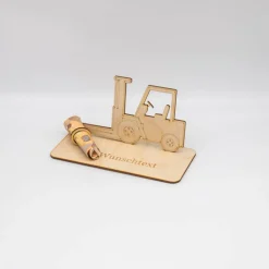 Geldgeschenk Gabelstabler - aus Holz personalisiert