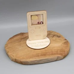 Geldgeschenk Gameboy - aus Holz personalisiert