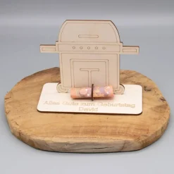 Geldgeschenk Gasgrill - aus Holz personalisiert