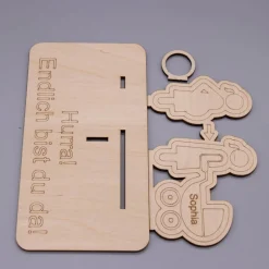 Geldgeschenk Geburt - Kinderwagen - aus Holz personalisiert