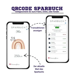 Geldgeschenk Geburt, Taufe, Kommunion, Konfirmation | Digitales QrCode Sparbuch | Motiv Friedenstaube